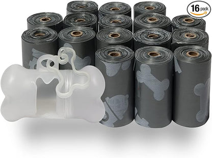 Best Pet Supplies Dog Poop Bags (240 Bags) for Waste Refuse Cleanup, Doggy Roll Replacements for Outdoor Puppy Walking and Travel, Leak Proof and Tear Resistant, Thick Plastic - Gray