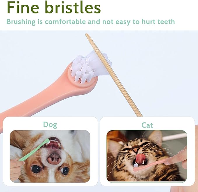 2 Pack Dog Toothbrush Pet Toothbrush Cat Tooth Brush Puppy Toothbrush Mini Head Soft Dog Tooth Brush Deep Clean Kit, Portable Travel Friendly and Easy to Use for Puppy, Kitten, Small Dog & Cat