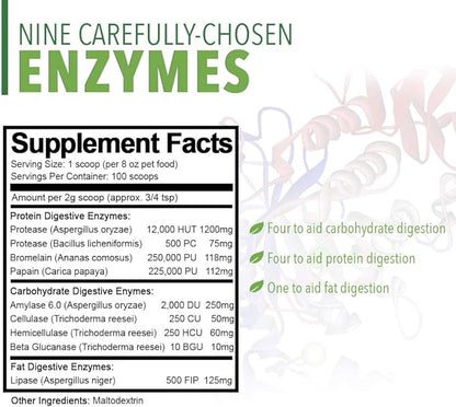 Ample Nutrition Digestive Enzyme for Dogs & Cats, 7.05oz - Tasteless Powdered Blend