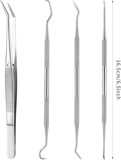 4 Pieces Dog Dental Tools, Pet Tooth Scaler and Scraper Stainless Double Headed Professional Tarter Removing Tool Scraper Pet Teeth Cleaning Tools Tartar Remover for Dog and Cat