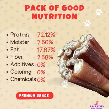 Amazing Dog Treats - 6 inch Bully Sticks Medium Size (40 Pcs/Pack) - Bully Stick Dog Chews - Long Lasting Bully Sticks for Small to Medium Dogs - Large Bully Stick Dog Bones - No Hide Dog Bones
