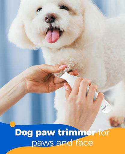 oneisall Paw Trimmer for Small Dogs Quiet, 4 in 1 Small Dog Grooming Kit, 2 Speed Dog Grooming Kit for Small Dogs, Cordless Small Dog Clippers, Quiet Dog Nail Grinder for Small Dogs(White)
