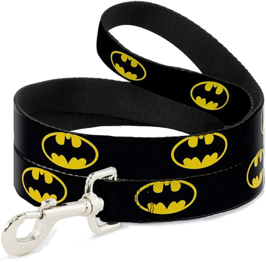 Buckle-Down Pet Leash - Batman Shield Black/Yellow - 4 Feet Long - 1.5" Wide