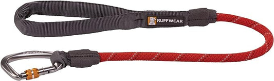Ruffwear, Knot-a-Long Dog Leash, 30-inch Short Rope Lead, Red Sumac