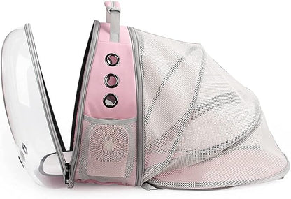 LOLLIMEOW Pet Carrier Backpack, Bubble Backpack Carrier, Cats and Puppies,Airline-Approved, Designed for Travel, Hiking, Walking & Outdoor Use (Back Expandable-Pink)