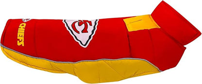NFL Kansas City Chiefs Puffer Vest for Dogs & Cats, Size Large. Warm, Cozy, and Waterproof Dog Coat, for Small and Large Dogs/Cats. Best NFL Licensed PET Warming Sports Jacket