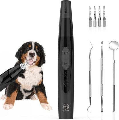 PAWZIDEA Dog Plaque Remover for Teeth Ultrasonic 44kHz, Intelligent Pet Ultrasonic Tooth Cleaner, Tartar Remover for Dog Teeth Cleaning Kit, Canine/Cat Toothbrush Scaler Dental Care Tool, Rechargeable