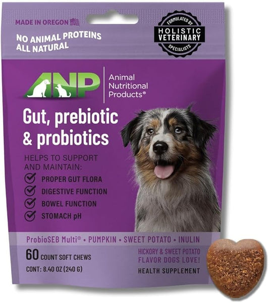 ANP Advanced Prebiotic & Probiotic Natural Chews for Dogs - No Animal Proteins, Gut Flora Health, Clinically Studied ProSEB Multi® for Digestive Health, including Diarrhea Relief and Bowel Stability