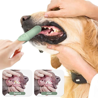 360° Dog Toothbrush Kit 8-Pack 3pcs Green 3pcs blue 2pcs beige Dog Tooth Brush Finger Cleaning Food Grade Silicone Fits Most Fingers Toothbrush for Dogs & Cats Dental Care