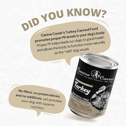 Canine Caviar Wet Dog Food - Turkey Flavored Canned Dog Food 12 Pack (12 oz), Grain and Synthetic Free Gourmet Topper, Wet Dog Food for Small Dogs, Medium Dogs, and Large Dogs