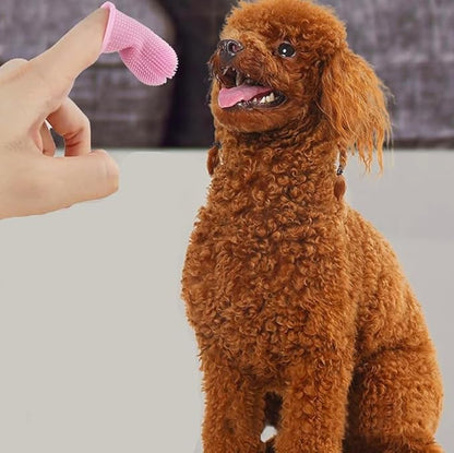 Pet Finger Toothbrush 360º Finger Toothbrush Puppy Toothbrush Cat Toothbrush for Pet Teeth Cleaning&Dog Dental Care (White, 2 Pack)