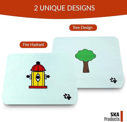 Cute Washable Puppy Pee Pads | 6 Pack Fire Hydrant, Tree Designs | Large Super Absorbent Wee Wee Potty Mats | Dog Housebreaking, Pet Crate Training | Multi-Purpose Reusable Eco-Friendly | Whelping