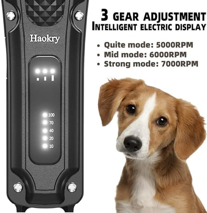 Dog Clippers for Grooming, Low Noise Rechargeable Dog Grooming Kits Cordless Pet Grooming Tool Professional Dog Hair Trimmer for Thick Heavy Coats Pet Clippers Electric Dog & Cat Grooming Kit