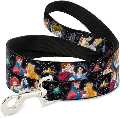 Buckle-Down Pet Leash - Disney Princesses & Prince's Dancing - 4 Feet Long - 1/2" Wide
