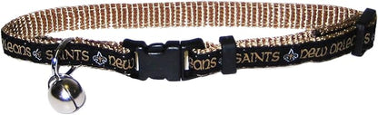 NFL CAT Collar New Orleans Saints Satin Cat Collar Football Team Collar for Dogs & Cats. A Shiny & Colorful Cat Collar with Ringing Bell Pendant