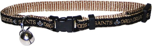 NFL CAT Collar New Orleans Saints Satin Cat Collar Football Team Collar for Dogs & Cats. A Shiny & Colorful Cat Collar with Ringing Bell Pendant