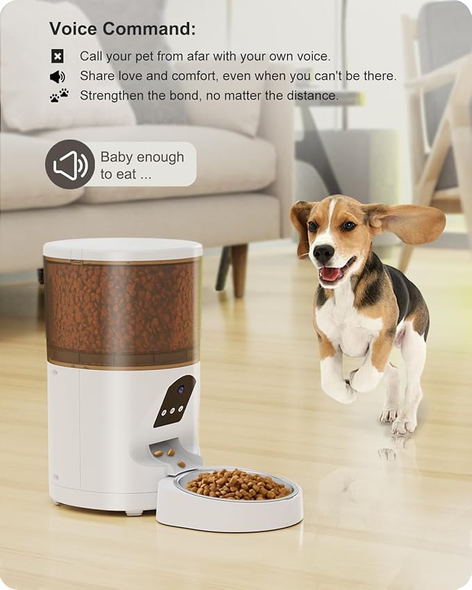Smart Automatic Cat Feeder, WiFi Pet Feeder with APP Control for Remote Feeding,Detachable for Easy Clean, Automatic Cat Food Dispenser, Meals Per Day for Large Dog (6L/25Cup)