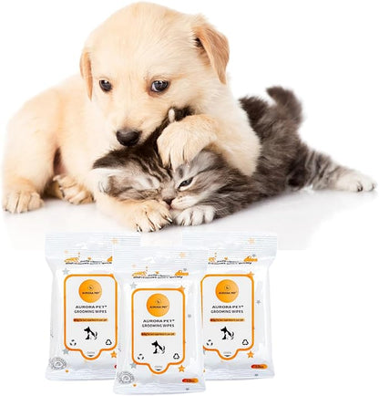 Wipes, 100% Natural Plant-Based Hypoallergenic Pet Grooming Wipes