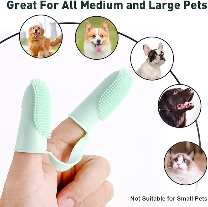 Aohcae 4 Pack Toothbrush for Dog, Finger Toothbrush Kit, 135ºSurround Bristles for Easy Teeth Cleaning, Double-Finger Toothbrush Dental Care for Puppies, Cats and Small Pets