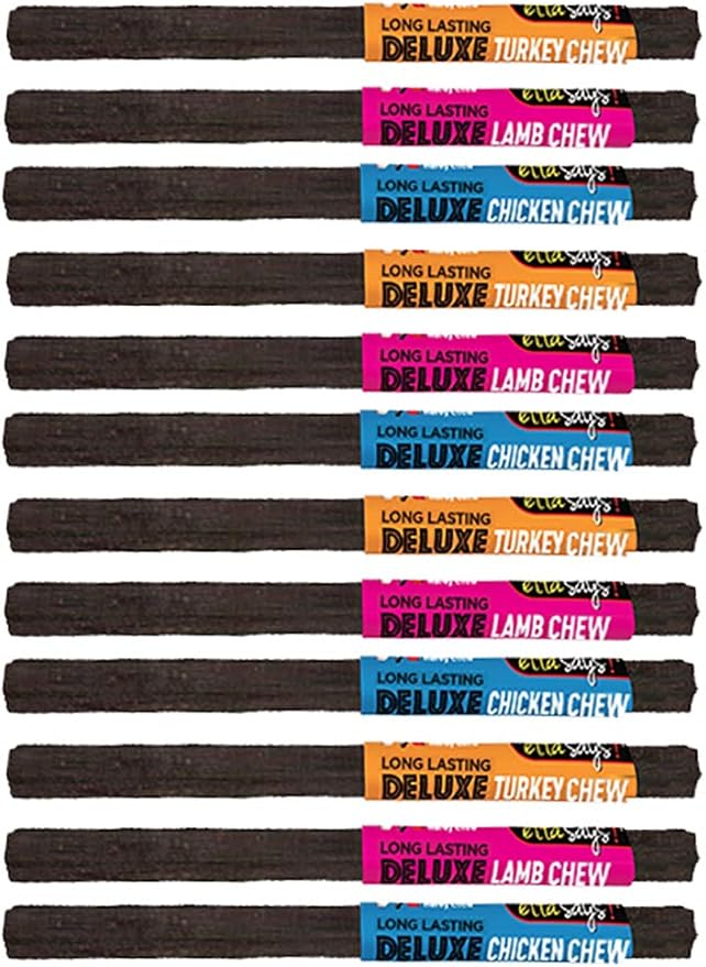 ETTA SAYS! Deluxe Chews for Dogs – Lamb, Chicken & Turkey Dog Treats Variety Pack of 12 (4 of each Protein)– Made and Sourced in The USA, Grain-Free, Easy to Digest, Won’t Stain Carpet