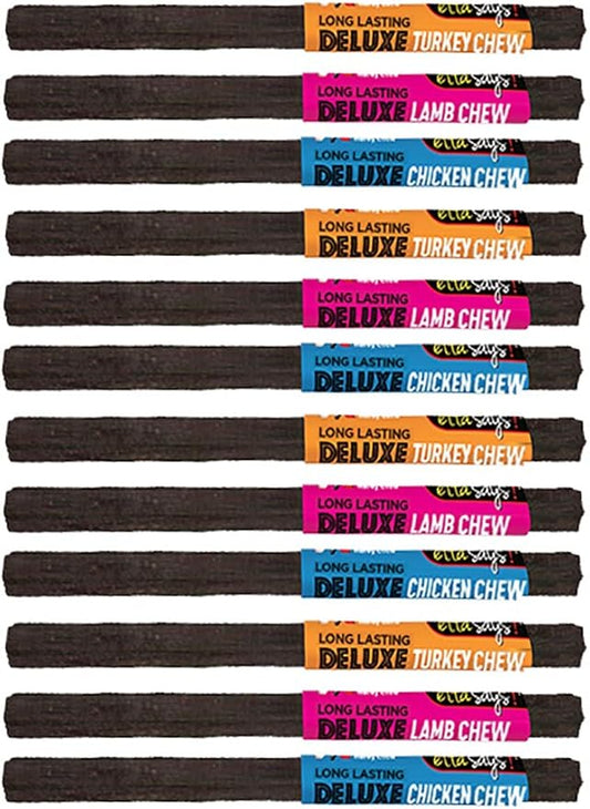 ETTA SAYS! Deluxe Chews for Dogs – Lamb, Chicken & Turkey Dog Treats Variety Pack of 12 (4 of each Protein)– Made and Sourced in The USA, Grain-Free, Easy to Digest, Won’t Stain Carpet