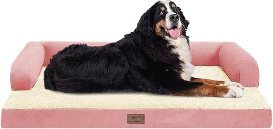Orthopedic Washable Large Dog Bed, Dog Beds with Removable Cover, Large XXXL Pet Dog with Bolster, Washable Dog Bed Sofa with Orthopedic Egg Foam for Medium Large Dog