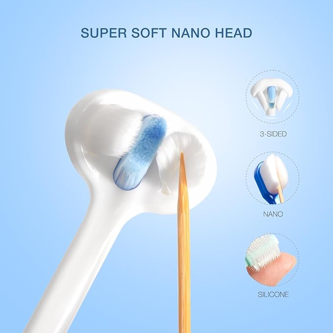 Ultra Soft Nano Dog Toothbrush Kit for Small Breed, Silicone 360 Pet Tooth Brushes for Dogs Cat,Canine Dental Care Set of 3 Different Shapes