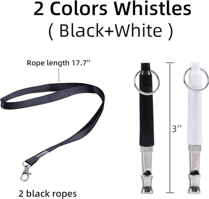 2 Pack Dog Whistle | Dog Training Whistles | Adjustable Ultrasonic Silent Dog Whistle | Training Behaviour Aids Accessories for Dog(Black+White)