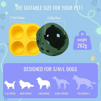 Fillable Dog Chew Toy, Treat Tray for Frozen Dog Food, DIY Fillable Rubber Treat Toy and Silicone Molds, Sturdy Chew Enrichment Stimulation Toys (Green)