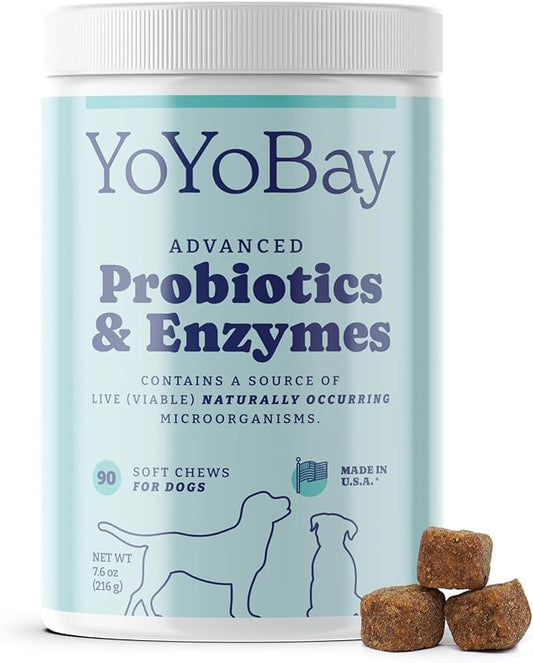 Probiotics for Dogs, Dog Probiotics and Digestive Enzymes, Pre & Probiotics Over 1 Billion CFUs, for Gut Health and Digestive Health, Itchy Skin Relief, Immune Support, 90 Soft Chews
