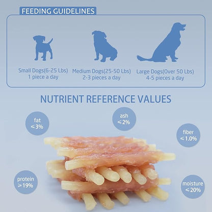 ASMPET Dog Treats Small Dogs, Chicken Wrapped Cod Fish Rich in Omega3 Rawhide Free Grain Free All Natural Dog Treats Healthy for Medium Large Dogs Training Dog Chews (15pcs,10.6oz)