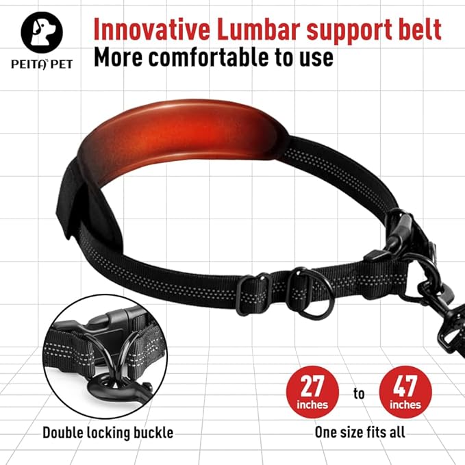 Hands Free Dog Leash Waist Leash for Dog Walking Bungee Leash Dog Running Belt for Small & Medium Dogs, 10-50 lbs Fanny Pack for Walker Hiking Jogging…