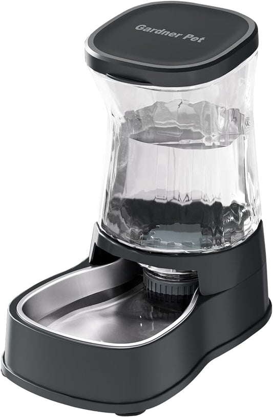 Automatic Dog Water Dispenser Gravity Stainless Steel Water Waterer Feeder, Large Capacity Water Feeding Bowls for Medium & Large-Sized Dogs Cats Other Pets -(1 Gallon)