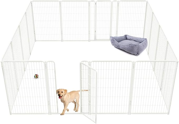 FXW Homeplus Dog Playpen Designed for Indoor Use, 45" Height for Large Dogs, White│Patented