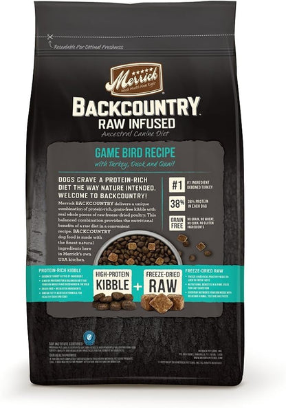 Merrick Backcountry Grain Free Raw Infused Game Bird Dry Dog Food, 22 Lbs.