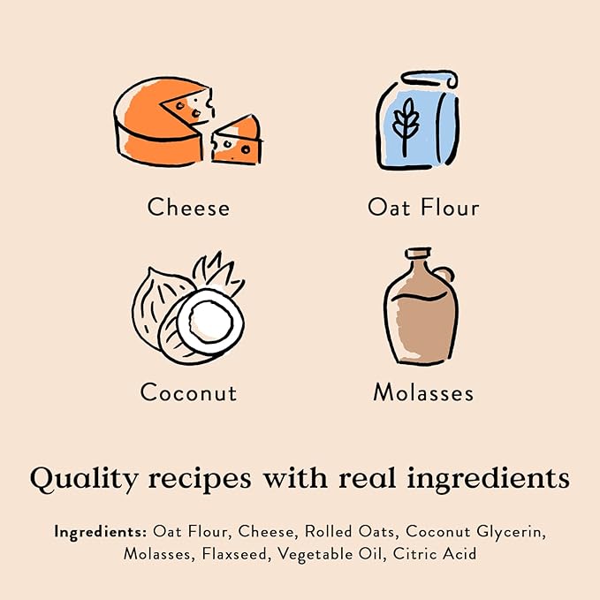 Bocce's Bakery Oven Baked Cheese Recipe Treats for Dogs, Wheat-Free Everyday Dog Treats, Made with Real Ingredients, Baked in The USA, All-Natural Soft & Chewy Cookies, Cheese, 6 oz