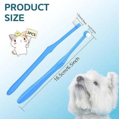 3Pcs Pet Toothbrush Cat Dog Toothbrush Puppy Kitten Toothbrush with Ultra Soft Nano Bristles, Pet Dental Care Oral Hygiene Toothbrush for Sensitive Pet Teeth Gums