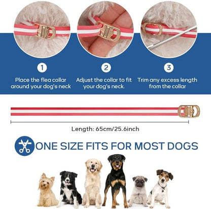 4 Pack Flea Collar for Dogs, Flea and Tick Collar for Dogs Red & White, 32 Months Flea and Tick Prevention for Dogs, Dog Flea and Tick Treatment, Water-resistant & Adjustable Dog Flea Collar