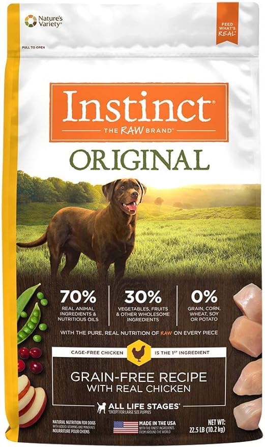 Instinct Grain Free Dry Dog Food, Original Raw Coated Real Chicken Natural High Protein Dog Food, 22.5 lb. Bag