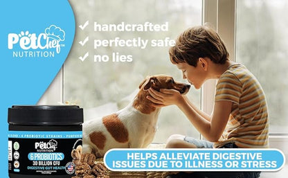 Pet Chef Probiotic Chews for Dogs-Digestive Health Support, Stops Yeast Infections, Relief for Itchy Dog Skin & Ears, Probiotics & Enzymes for Dog Gut Health - Natural Vitamins & Dog Supplements