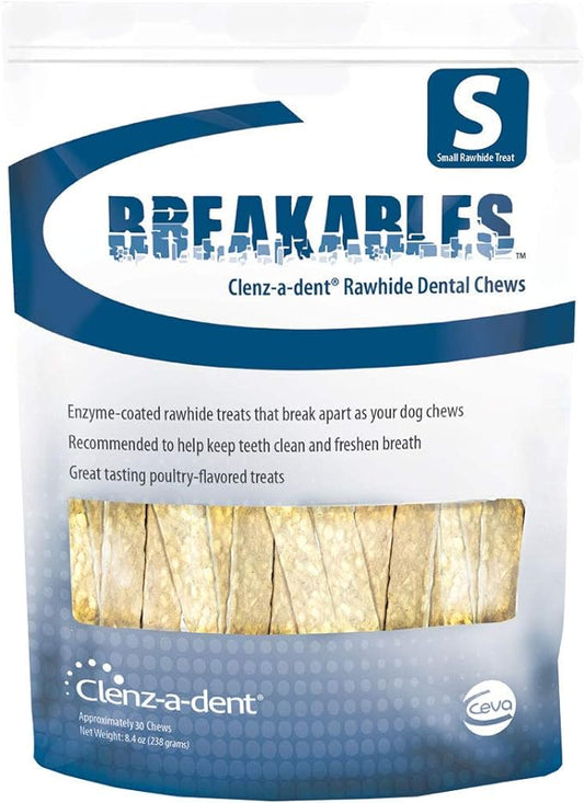 CEVA Animal Health Breakables Clenz-A-Dent Rawhide Dental Chews, 15Ct (Small)