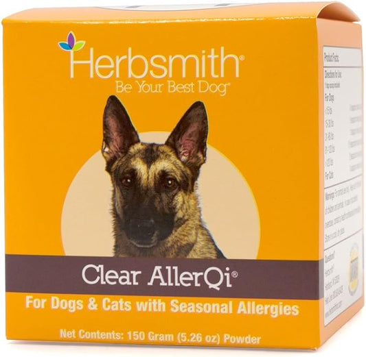 Herbsmith Clear AllerQi – Allergy Aid for Cats and Dogs – Pet Allergy Support – Anti Itch Pills for Dogs and Cats – 150g Powder