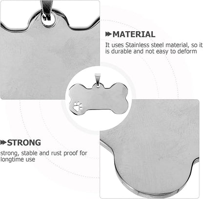 10pcs Dog Tag Blank Labels Dog Name Tag Dog Identification Tags Personalized Tags for Dogs Puppy Tag Dog Collar Charms Dog Id Tag Blank for Engraving Metal Pet Bone