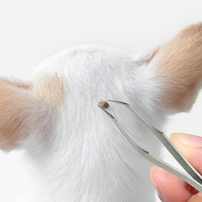 Silver 2 in 1 Tick Removal Tool for Pets,Stainless Steel Professional Tick Tweezers Ticks Remover for Dogs, Cats and Humans,Flea and Tick Control,Tick Remover Tools