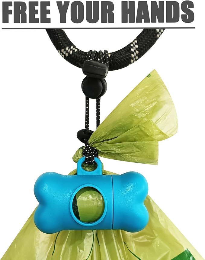 Bag Dispenser Dog Poop Bags Holder Dog Waste Bags Dispenser with Leak-Proof Green Poop Bags for Leash On The Go for Walking Dogs Outdoor(1 Holder 15 Bags,Royal Blue)