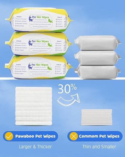 Pawaboo Dog Wipes for Paws and Butt, Unscented Hypoallergenic Pet Wipes for Dog Cat, Soft Thick Dog Grooming Wipe for Cleaning Deodorizing with Lids, Puppy Wipes for Face Ears Body- 1Pack/100Count