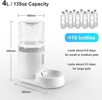 CZPET 4L Pet Water Dispenser (2 Pack) Unplugged Automatic Water Bowl Dispenser Gravity Water Dispenser for Cats Water Self Feeder Dog Fountain Dogs Bowl Bottles for Puppy Kitten