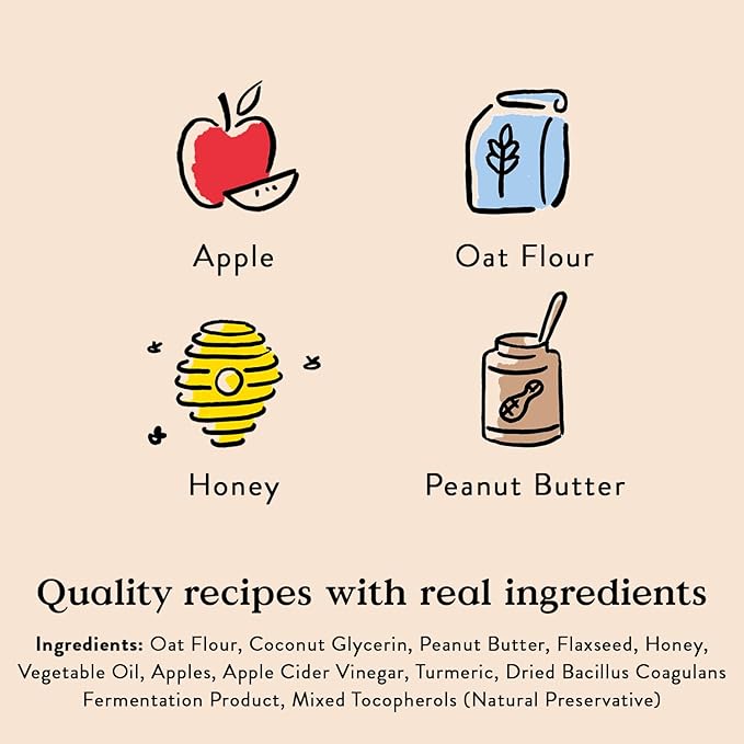 Bocce's Bakery Dailies Super Shield Dog Treats for Immune Support, Wheat-Free Dog Treats, Made with Real Ingredients, Baked in The USA, All-Natural Soft & Chewy, Peanut Butter & Apple, 6 oz