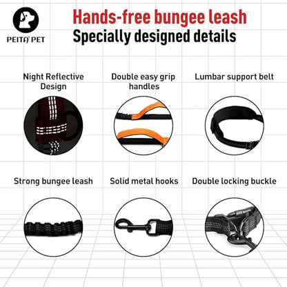 Hands Free Dog Leash Waist Leash for Dog Walking Bungee Leash Dog Running Belt for Small & Medium Dogs, 10-50 lbs Fanny Pack for Walker Hiking Jogging…