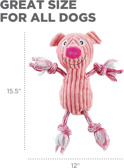 Charming Pet Ranch Roperz Pig Plush Squeaky Dog Toy